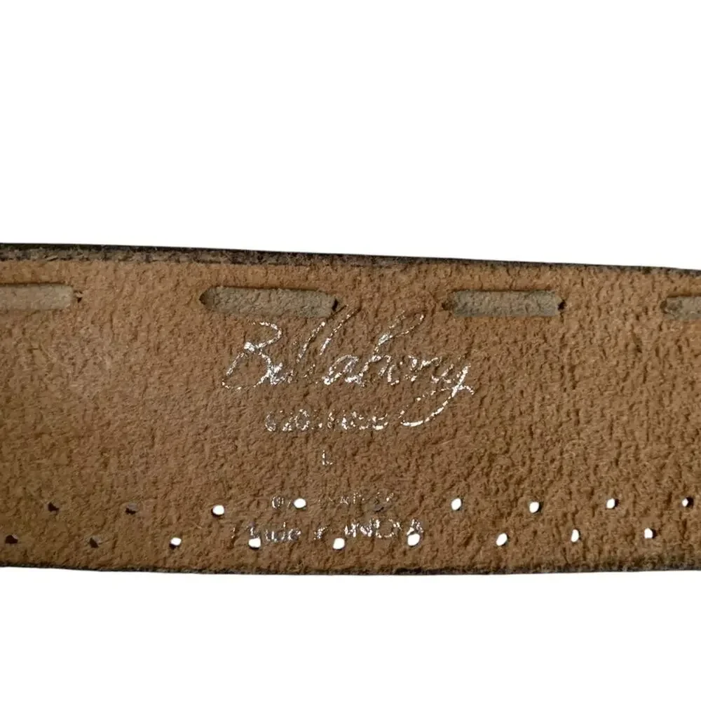 Billabong Tan Perforated Leather Belt Square Brasstone Buckle Size L